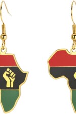 EUEAVAN Fist Power in Pan African Necklace for Women Africa Map Pendant Colored Africa Map Continent Jewelry Souvenir Gift for Men