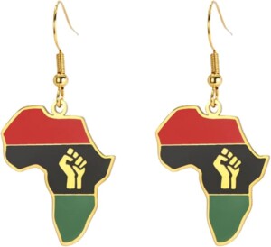EUEAVAN Fist Power in Pan African Necklace for Women Africa Map Pendant Colored Africa Map Continent Jewelry Souvenir Gift for Men