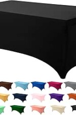 Utopia Kitchen Spandex Tablecloth 2 Pack [6FT, Black] Tight, Fitted, Washable and Wrinkle Resistant Stretch Rectangular Patio Table Cover for Event, Wedding, Banquet & Parties [72Lx30Wx30H] Inch