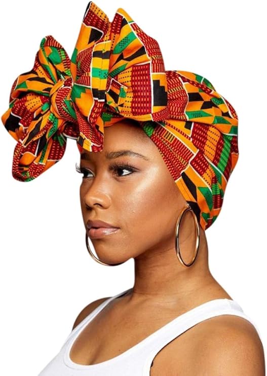 Traditional African Print Wax Kente Head Wrap Extra Long 72x22" Scarf Turban Tie