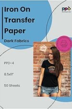 PPD Iron on Transfer Paper for Dark Fabric Compatible with Inkjet Printer, 8.5 x 11 Printable T Shirt Heat Transfer Papers, Custom Print Photo, Durable, Flexible & Machine Washable (50 Sheets)