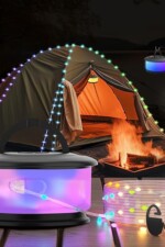 Camping String Lights, Retractable String Light with 19 Lighting Modes, 32.8 FT Outdoor Rechargeable String Lights, Portable Tent Lights String for Party, Camping, Christmas (Black)